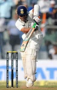 Sachin Tendulkar hits the ball in a match