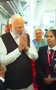 PM Modi interacts with RapidX train crew and school children