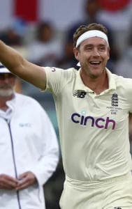 Stuart Broad celebrating a wicket